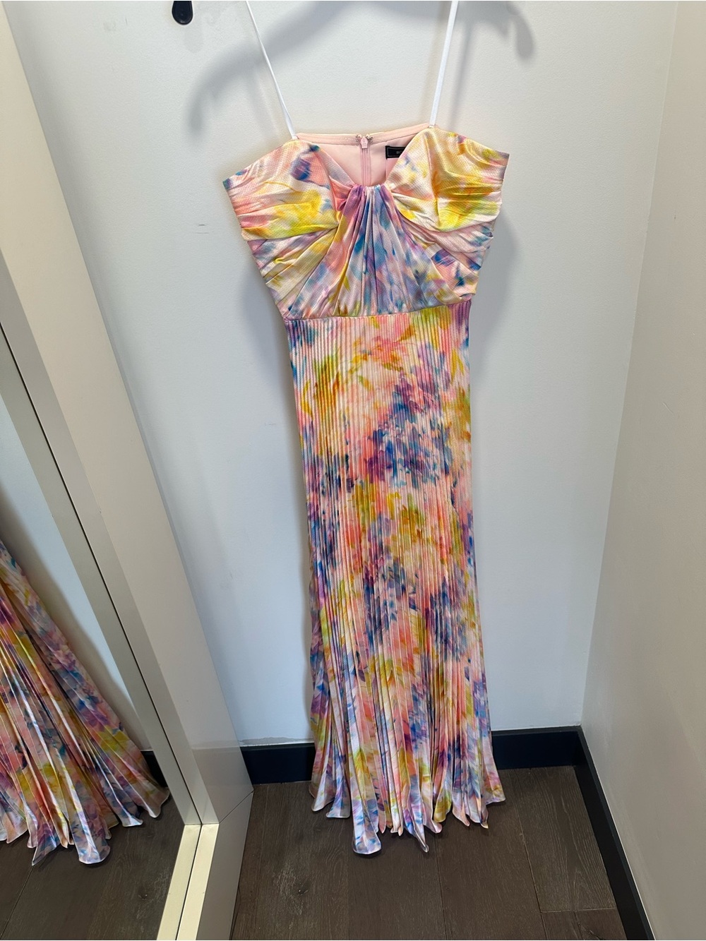 BCBGMaxAzria Strapless Pleated Watercolor Maxi Dress - Pastel Multi - Picture 2 of 8